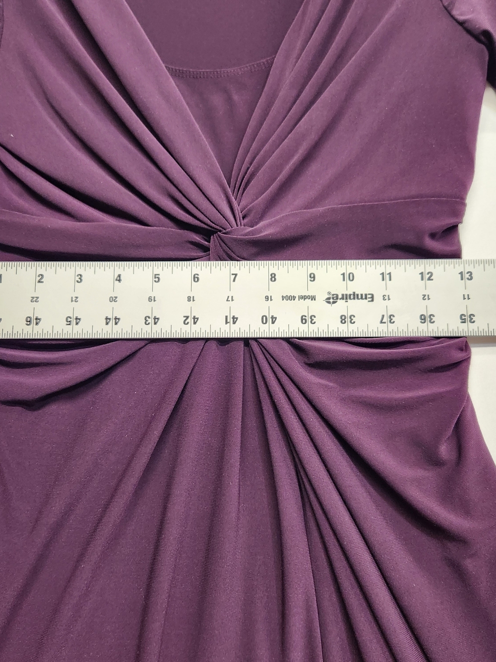 ⭐️Chaps Plum Purple Twist Front Midi Dress Small S V Neck Ruched Jersey Elegant - Picture 8 of 15
